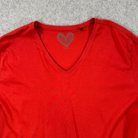 Ulla Popken V-Neck Short Sleeve Tee Shirt Women's 20/22 Red Cotton - Picture 2 of 9